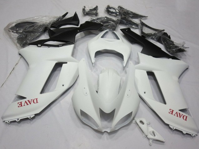 2007-2008 Matte White Red Kawasaki ZX6R Motorcycle Fairings Canada
