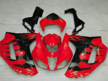 2007-2008 Red Black Flame Kawasaki ZX6R Motorcycle Fairings Canada