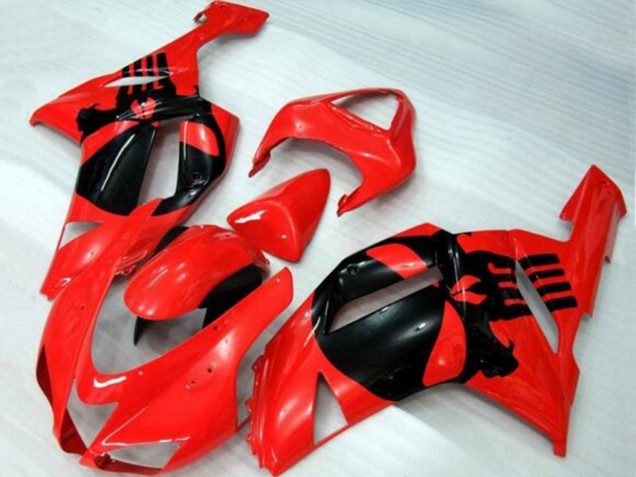 2007-2008 Red Black Skull Kawasaki ZX6R Motorcycle Fairings Canada