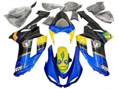 2007-2008 Blue Black Yellow Shark Kawasaki ZX6R Motorcycle Fairings Canada
