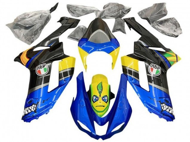 2007-2008 Blue Black Yellow Shark Kawasaki ZX6R Motorcycle Fairings Canada