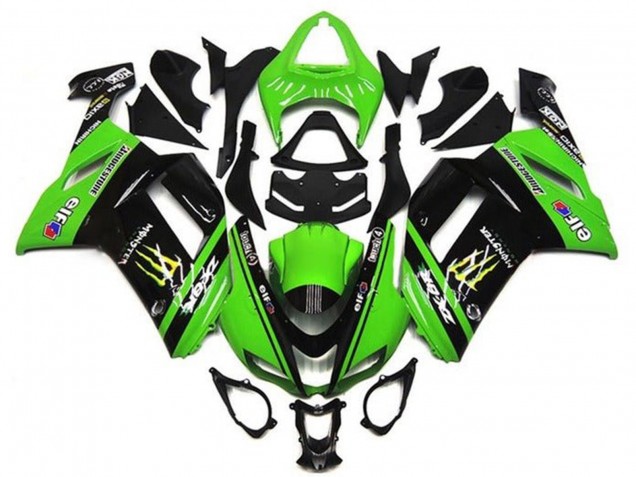2007-2008 Green Black Monster Elf Kawasaki ZX6R Motorcycle Fairings Canada