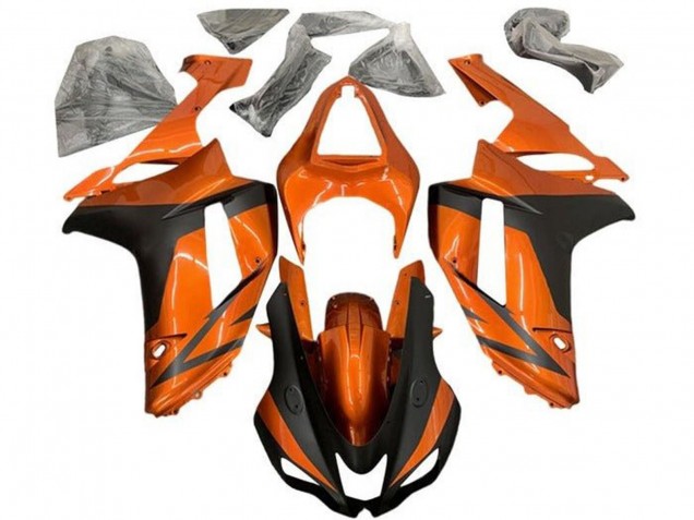 2007-2008 Orange Matte Black Kawasaki ZX6R Motorcycle Fairings Canada