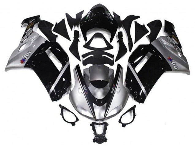 2007-2008 Silver Black Elf Kawasaki ZX6R Motorcycle Fairings Canada