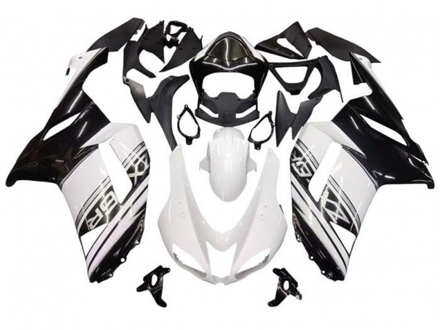 2007-2008 White Black Silver Stripe Kawasaki ZX6R Motorcycle Fairings Canada