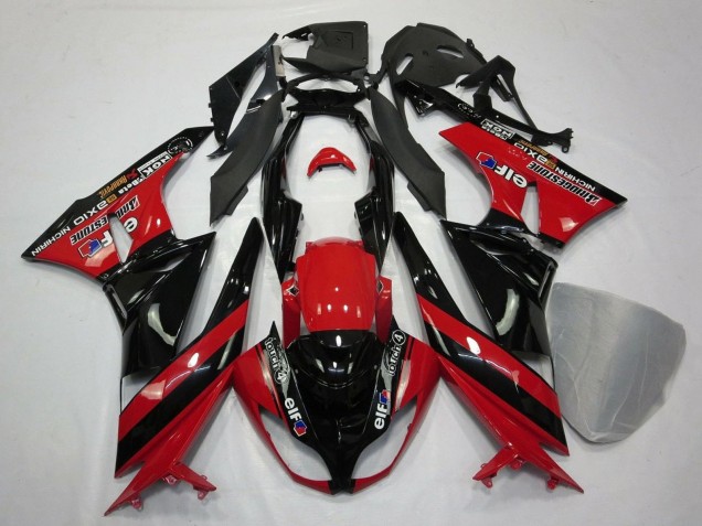 2009-2012 Red Glossy Black Elf Touch4 Bridgestone Kawasaki ZX6R Motorcycle Fairings Canada