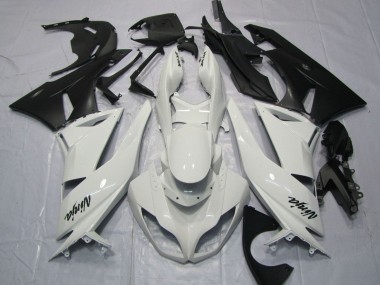 2009-2012 White Matte Black Kawasaki ZX6R Motorcycle Fairings Canada
