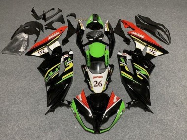 2009-2012 Green Glossy Black White Red Showr 26 Kawasaki ZX6R Motorcycle Fairings Canada
