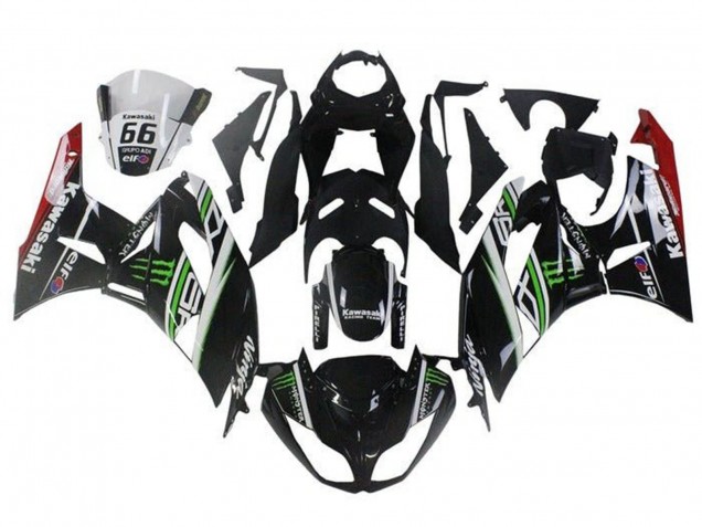 2009-2012 Glossy Black White Green Red Elf Monster Kawasaki ZX6R Motorcycle Fairings Canada