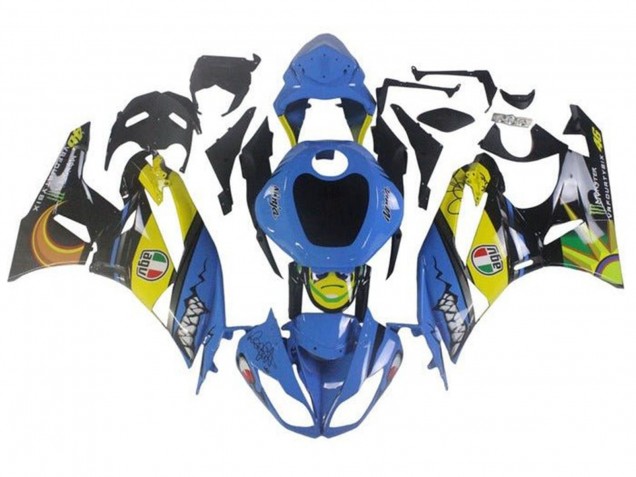 2009-2012 Blue Yellow Shark Kawasaki ZX6R Motorcycle Fairings Canada