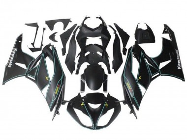 2009-2012 Matte Black Blue Yellow Stripe Kawasaki ZX6R Motorcycle Fairings Canada