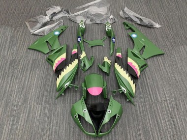 2009-2012 Yellow Pink Matte Green Shark Kawasaki ZX6R Motorcycle Fairings Canada