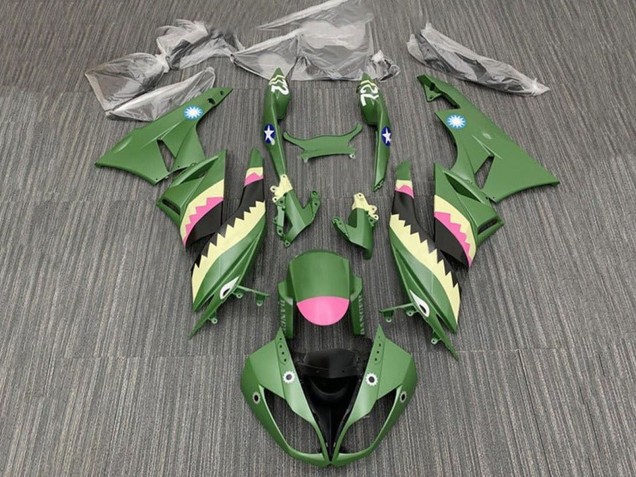 2009-2012 Yellow Pink Matte Green Shark Kawasaki ZX6R Motorcycle Fairings Canada