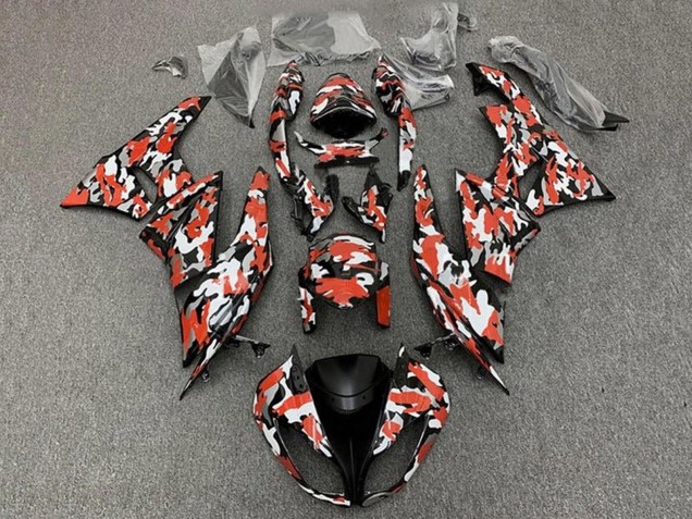 2009-2012 Red White Black Camouflage Kawasaki ZX6R Motorcycle Fairings Canada