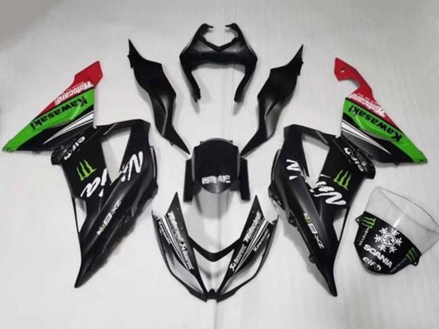 2013-2018 Matte Black Green Red White Monster Snow Kawasaki ZX6R Motorcycle Fairings Canada