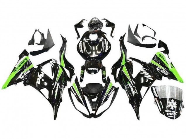 2013-2018 Glossy Black Green White Monster Snow Kawasaki ZX6R Motorcycle Fairings Canada