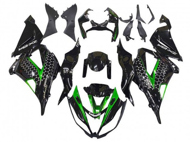 2013-2018 Glossy Black Green White Honeycomb Kawasaki ZX6R Motorcycle Fairings Canada