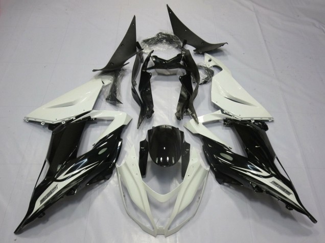 2013-2018 Pearl White Glossy Black Kawasaki ZX6R Motorcycle Fairings Canada