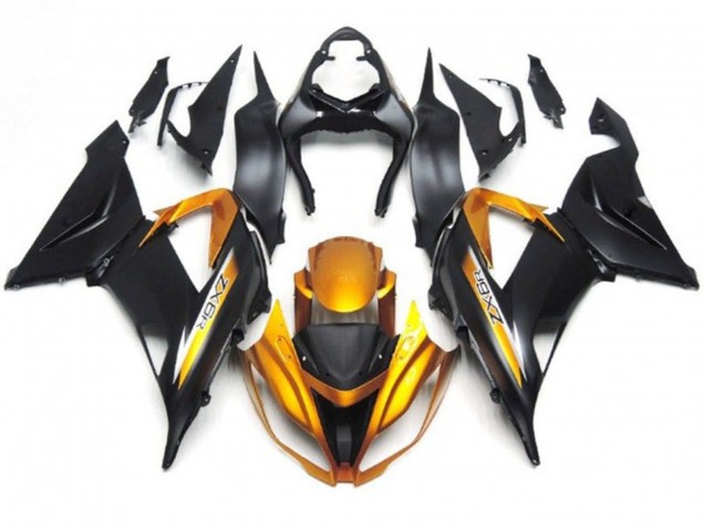 2013-2018 Matte Black Gold Kawasaki ZX6R Motorcycle Fairings Canada