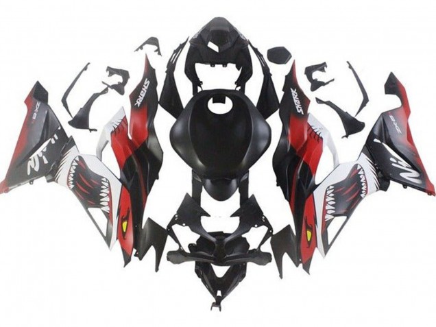 2019-2022 Matte Black Red White Shark Kawasaki ZX6R Motorcycle Fairings Canada