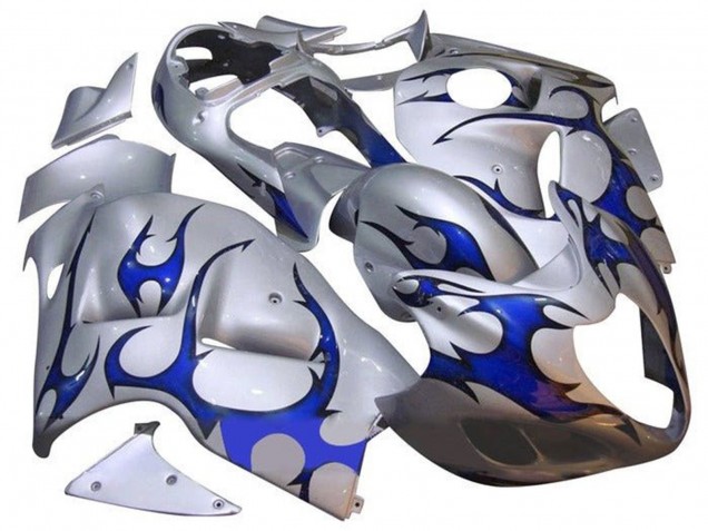 1996-2007 Silver Blue Tribal Suzuki GSXR 1300 Hayabusa Motorcycle Fairings Canada