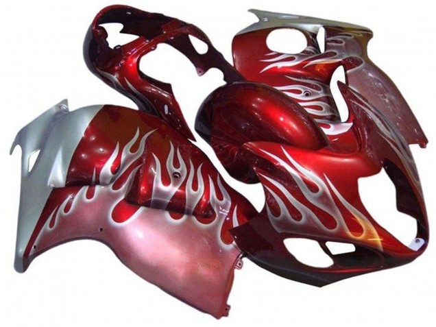 1996-2007 Red Silver Flame Suzuki GSXR 1300 Hayabusa Motorcycle Fairings Canada