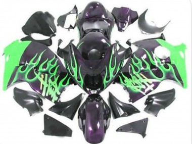 1996-2007 Glossy Black Green Flame Suzuki GSXR 1300 Hayabusa Motorcycle Fairings Canada