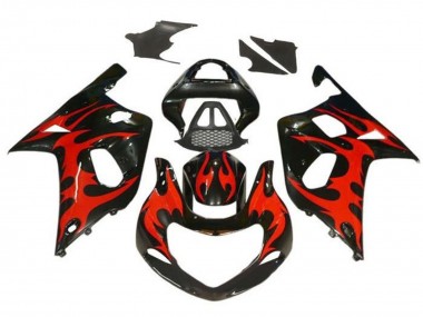 2000-2002 Glossy Black Red Tribal Suzuki GSXR1000 Motorcycle Fairings Canada