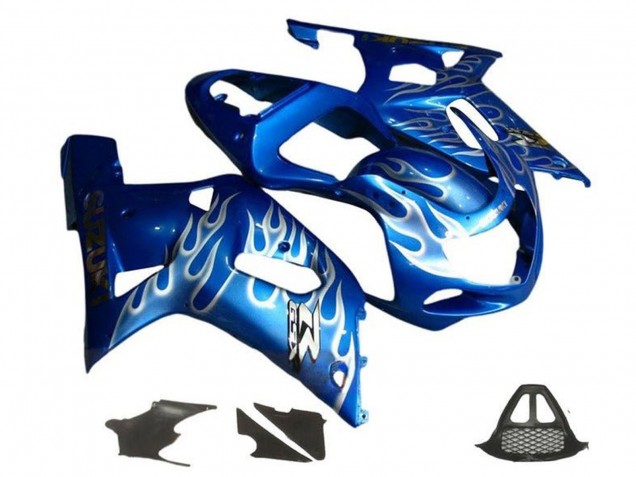 2000-2002 Blue White Flame Suzuki GSXR1000 Motorcycle Fairings Canada