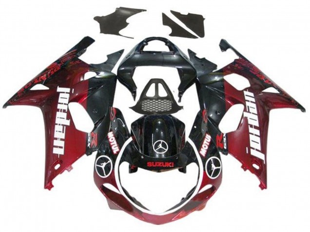 2000-2002 Glossy Black Dark Red Jordan Suzuki GSXR1000 Motorcycle Fairings Canada