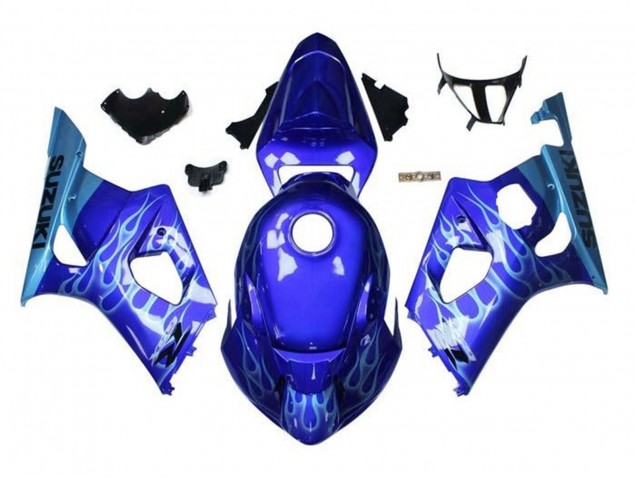 2003-2004 Blue Light Blue White Flame Suzuki GSXR 1000 Motorcycle Fairings Canada