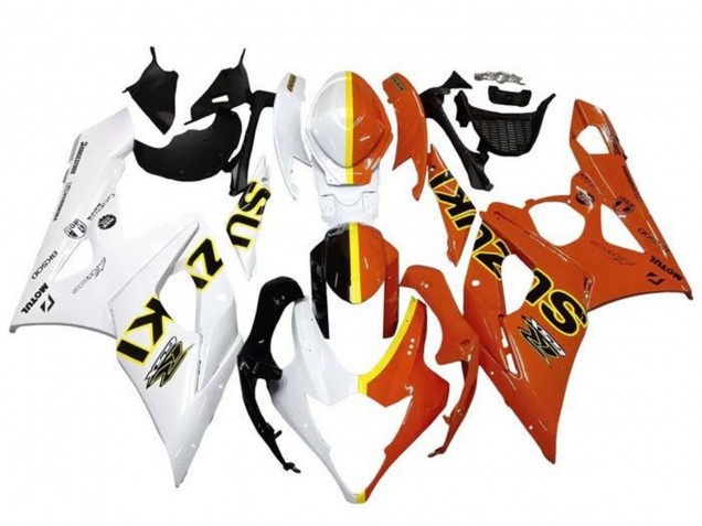 2005-2006 White Orange Yellow Split Suzuki GSXR 1000 Motorcycle Fairings Canada