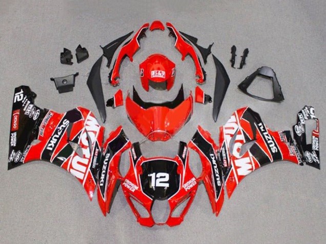 2017-2024 Red White Black Motul 12 Suzuki GSXR1000 Motorcycle Fairings Canada