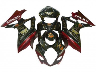 2007-2008 Black Red Gold BACARDI Suzuki GSXR 1000 Motorcycle Fairings Canada