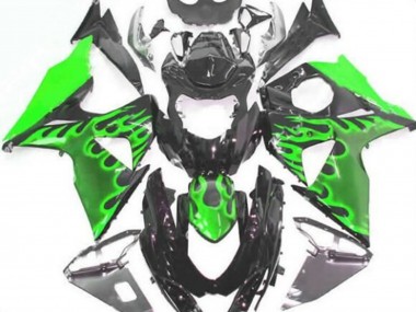 2009-2016 Glossy Black Green Flame Suzuki GSXR 1000 Motorcycle Fairings Canada