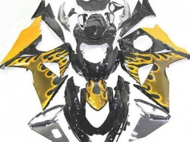 2009-2016 Glossy Black Yellow Flame Suzuki GSXR 1000 Motorcycle Fairings Canada