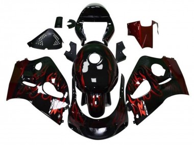 1996-2000 Black Red Flame Suzuki GSXR 600 / GSXR 750 Motorcycle Fairings Canada