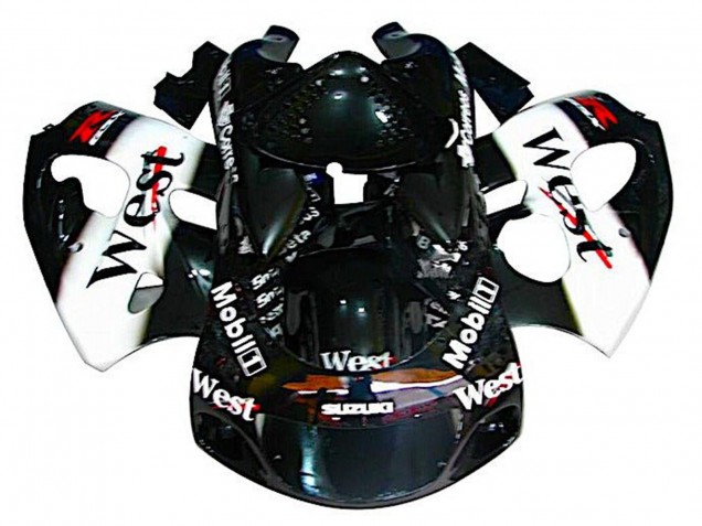 1996-2000 Black White West Suzuki GSXR 600 / GSXR 750 Motorcycle Fairings Canada