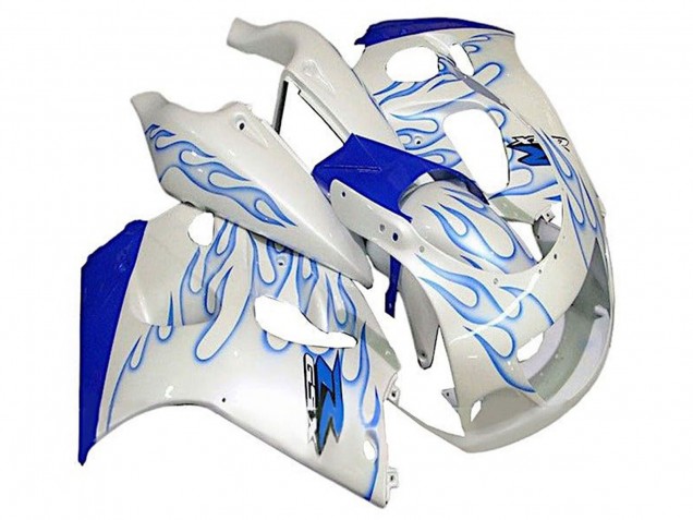 1996-2000 White Blue Flame Suzuki GSXR 600 / GSXR 750 Motorcycle Fairings Canada