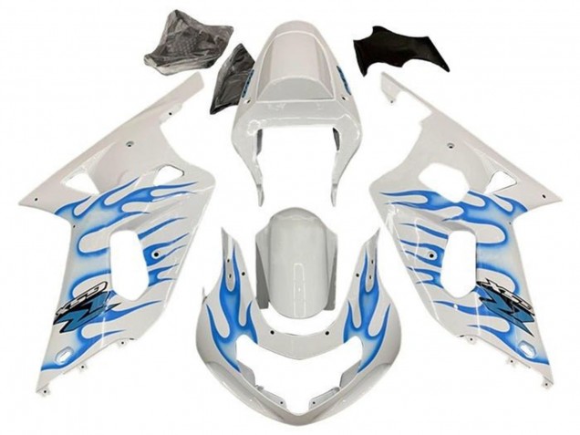 2001-2003 White Blue Flame Suzuki GSXR 600 / GSXR 750 Motorcycle Fairings Canada