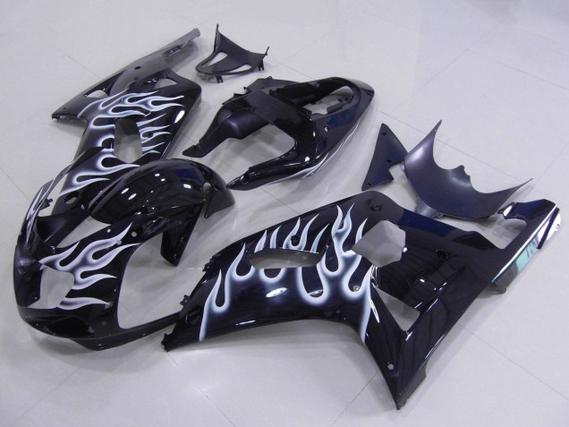2001-2003 Glossy Black White Flame Suzuki GSXR 600 / GSXR 750 Motorcycle Fairings Canada