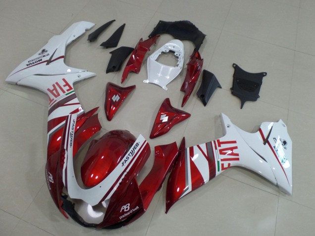 2011-2024 Candy Red White Fiat Suzuki GSXR 600 / GSXR 750 Motorcycle Fairings Canada