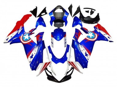 2011-2024 Blue White Red Captain America Suzuki GSXR 600 / GSXR 750 Motorcycle Fairings Canada