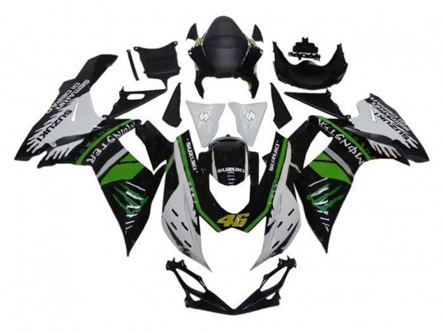 2011-2024 White Green Black Monster 46 Suzuki GSXR 600 / GSXR 750 Motorcycle Fairings Canada