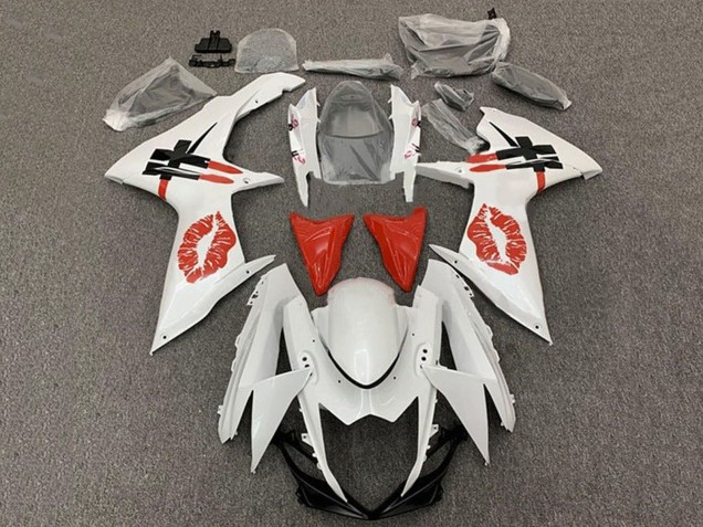 2011-2024 White Red Lipstick Kiss Suzuki GSXR 600 / GSXR 750 Motorcycle Fairings Canada