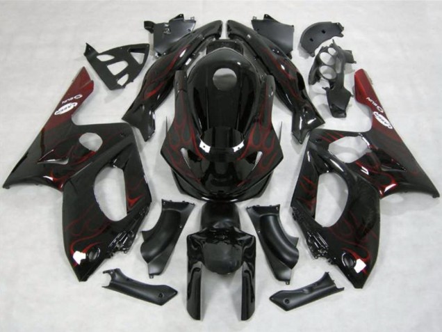 1996-2007 Glossy Black Red Flame Yamaha YZF600R Thundercat Motorcycle Fairings Canada