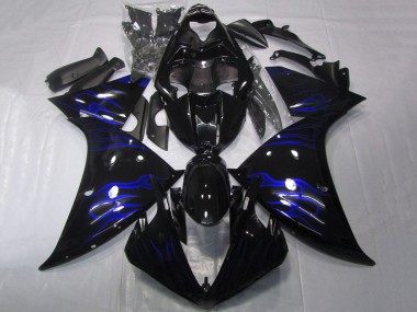 2009-2011 Glossy Black Blue Flame Yamaha YZF 1000 R1 Motorcycle Fairings Canada