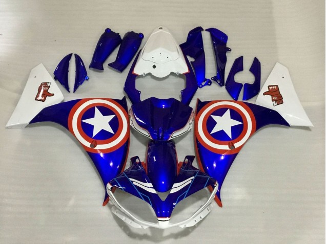 2009-2011 Blue White Red Star Captain America Yamaha YZF 1000 R1 Motorcycle Fairings Canada