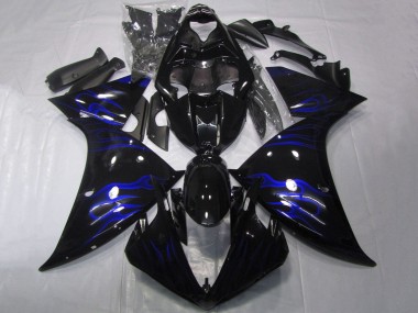 2012-2014 Glossy Black Blue Flame Yamaha YZF 1000 R1 Motorcycle Fairings Canada