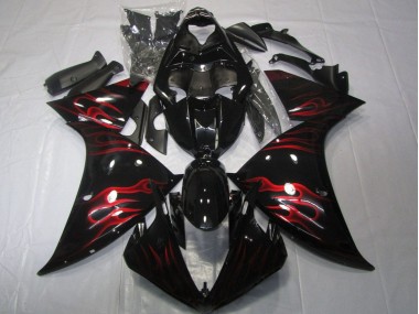 2012-2014 Glossy Black Red Flame Yamaha YZF 1000 R1 Motorcycle Fairings Canada